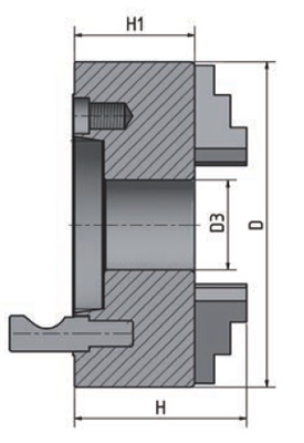 3-čelisťové sklíčidlo Cl3P s centrickým upínáním o 200 mm Camlock 6, litina