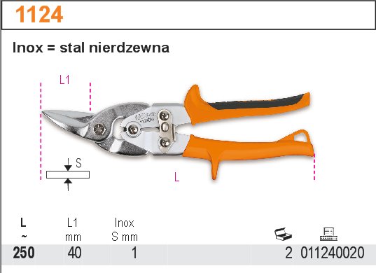 NŮŽKY PÁKOVÉ NA PLECH LEVÉ-MODEL 1124 250MM