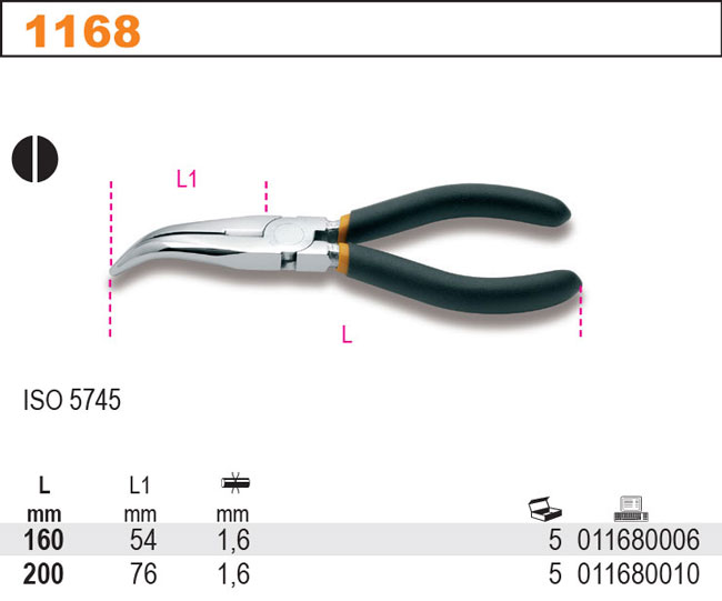KLEŠTĚ PŮLKULATÉ VYHNUTÉ-MODEL 1168 Q-TY 160MM