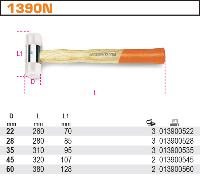 KLADIVO S OBUCHEM Z NYLONU-MODEL 1390N 60MM