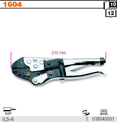 KLEŠTĚ ZATISKACÍ NA KABELOVÉ KONCOVKY SAMOBLOKUJÍCÍ-MODEL 1604