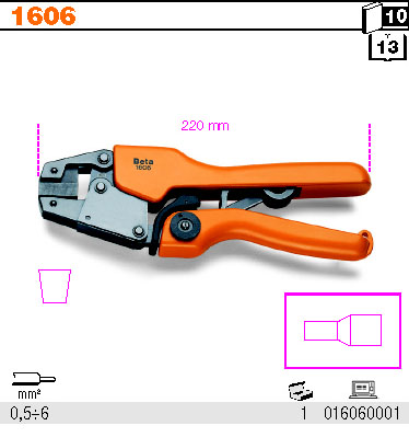 KLEŠTĚ ZATISKACÍ NA KABELOVÉ KONCOVKY-MODEL 1606 0,5-6MM