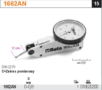SEZNOR HODINOVÝ S POHYBLIVÝM KOLÍKEM-MODEL 1662AN 0-0,8MM