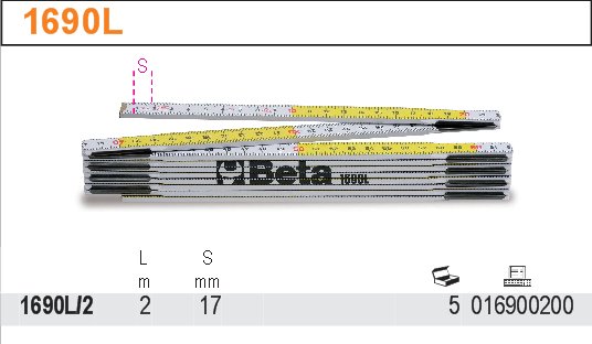 SKLÁDANÝ METR Z BŘEZOVÉHO DŘEVA TŘ.III-MODEL 1690L/2