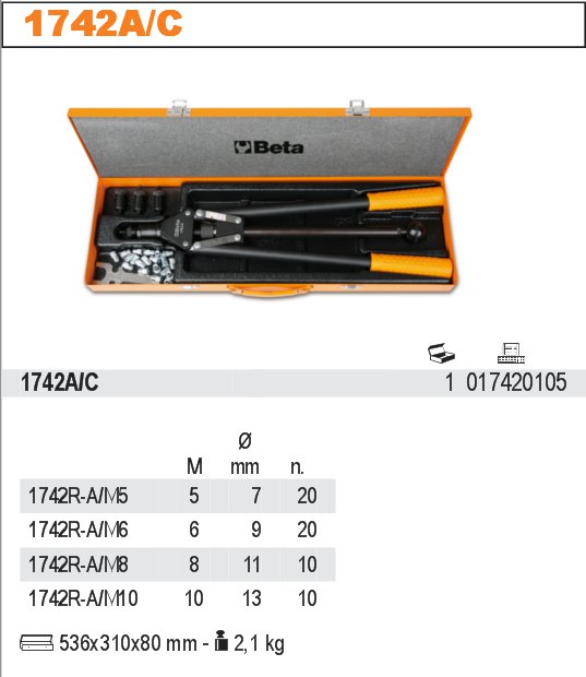 SADA NÝTOVACÍ KLEŠTĚ 1742A +60 NÝTŮ-MODEL 1742A