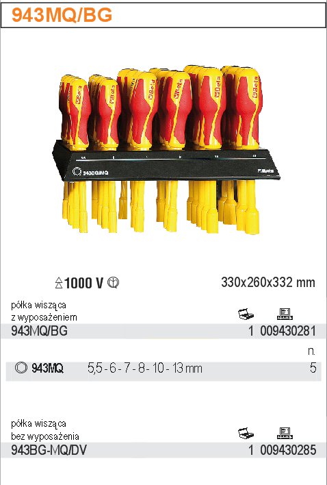 SADA 30 NÁSTRČKOVÝCH KLÍČŮ IZOLACE NA POLIČCE-MODEL 943MQ/BG